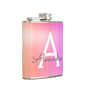 Rosa - Name des Lila gebürsteten Metalls Flachmann (Rechts)