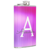 Rosa - Name des Lila gebürsteten Metalls Flachmann (Rechts)