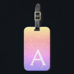 Rosa Name des Lila Glitzer Gepäckanhänger<br><div class="desc">Gold,  Rosa und Lila Rainbow Pastel Ombre Sparkle Glitzer Monogram Name und Initial Luggage Tag. Diese Taschenmarke ist ideal für Zurück in die Schule,  Arbeit oder Reisen.</div>