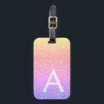 Rosa Name des Lila Glitzer Gepäckanhänger<br><div class="desc">Gold,  Rosa und Lila Rainbow Pastel Ombre Sparkle Glitzer Monogram Name und Initial Luggage Tag. Diese Taschenmarke ist ideal für Zurück in die Schule,  Arbeit oder Reisen.</div>