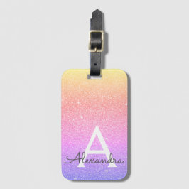 Rosa Name des Lila Glitzer Gepäckanhänger