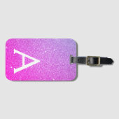 Rosa Name des Lila Glitzer Gepäckanhänger (Vorderseite (Horizontal))