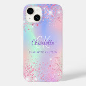 Rosa Name des lila holografischen Glitzer Monogram Case-Mate iPhone Hülle (Rückseite)