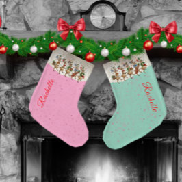 Rosa Name Marching Quirky Weihnachtsmann Großer Weihnachtsstrumpf