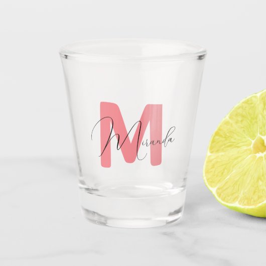 Rosa, Name und Anfangsbuchstabe Schnapsglas (Vorderseite)