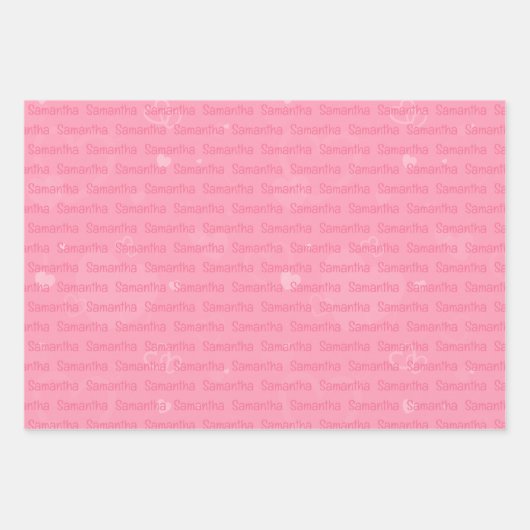 Rosa Name und Herz Personalisiert Geschenkpapier Set (Vorderseite 3)