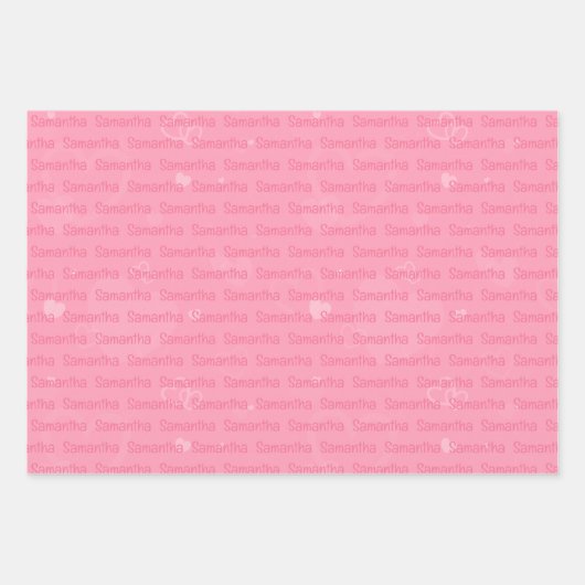 Rosa Name und Herz Personalisiert Geschenkpapier Set (Vorderseite 2)