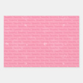 Rosa Name und Herz Personalisiert Geschenkpapier Set (Vorderseite)
