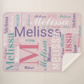 Rosa Name und Monogram Cloud Word Art Sherpadecke (Vorderseite (Horizontal))
