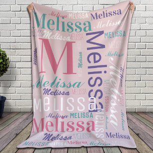 Rosa Name und Monogram Cloud Word Art Sherpadecke