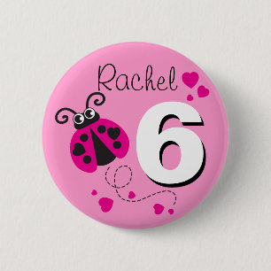 Rosa Namensknopf des 6. Geburtstages der Button