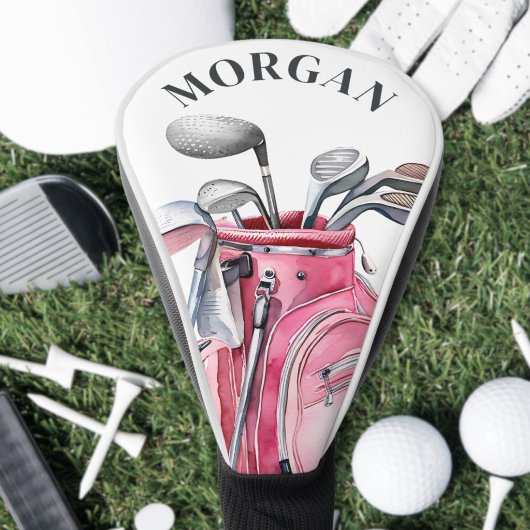 Rosa Namensmonogramm Golf Headcover