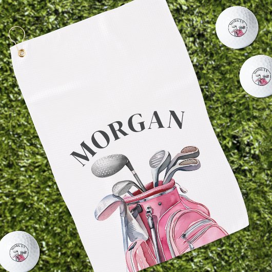 Rosa Namensmonogramm Golfhandtuch