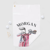 Rosa Namensmonogramm Golfhandtuch (Insitu)