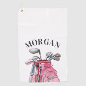 Rosa Namensmonogramm Golfhandtuch (Vorderseite)