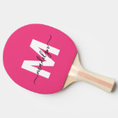 Rosa Namensmonogramm Tischtennis Schläger (Seitenansicht)