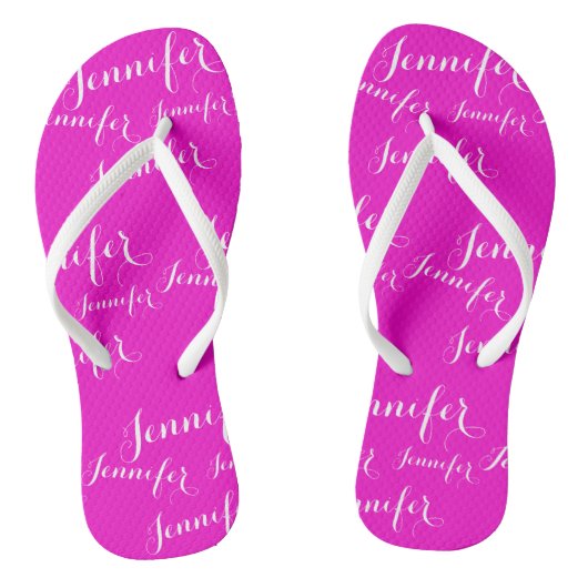 Rosa-Namensmuster Slim Straps Flip Flops Badesandalen (Fußbett)