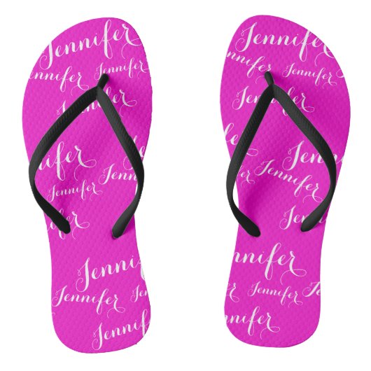 Rosa-Namensmuster Slim Straps Flip Flops Badesandalen (Fußbett)