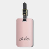 Rosa Namensskript Gepäckanhänger (Vorderseite vertikal)