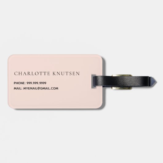 Rosa-Namensskript Gepäckanhänger (Rückseite horizontal)
