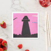 Rosa Napkins mit einem Leuchtturm aus Silhouette Serviette (Beispiel)
