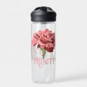 Rosa Narbenkarnation Blumen Personalisiert Trinkflasche (Vorderseite)