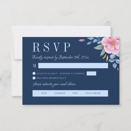 Rosa, nass, rosa, rötliche Monogramm RSVP Karte (Vorderseite)