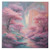 Rosa Naturewald Kunst Fliese (Vorderseite)