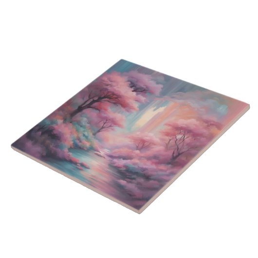 Rosa Naturewald Kunst Fliese (Seite)