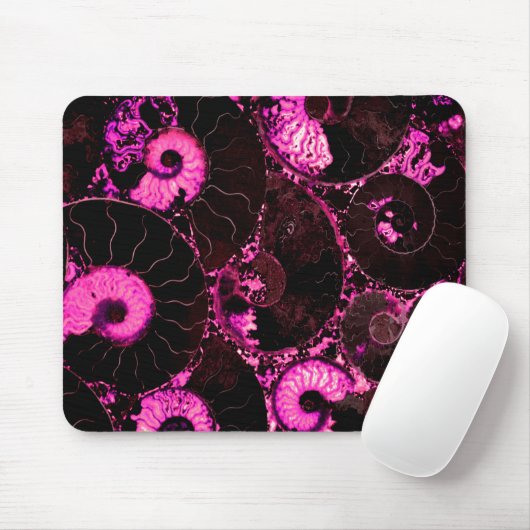 Rosa Nautilus-Fossilien-Muschel Mousepad (Mit Mouse)