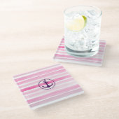 Rosa nautischAquarell Stripes modischen Anker Glasuntersetzer (Schrägansicht)