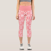 Rosa nautisches Patchwork-Muster Capri Leggings (Vorderseite)