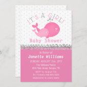 Rosa nautischwal ist es eine Mädchen-Babyparty Einladung (Vorne/Hinten)