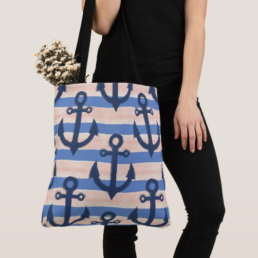 Rosa Navy Anker Nautilik Küste Tasche (Von Nahem)