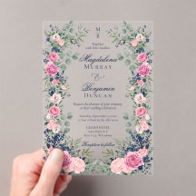 Rosa Navy Blau Florale Eukalyptus-Grün-Hochzeit