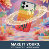 Rosa Navy Blau & Minze grün lebhaftes Retro-Monogr Case-Mate iPhone Hülle