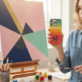 Rosa Navy Blau & Minze grün lebhaftes Retro-Monogr Case-Mate iPhone Hülle