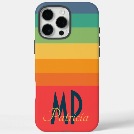 Rosa Navy Blau & Minze grün lebhaftes Retro-Monogr Case-Mate iPhone Hülle (Rückseite)