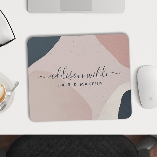 Rosa Navy Blau Moderne Abstrakte Formen neutral Mousepad