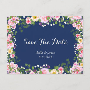 Rosa Navy Blau Save The Date Postkarten