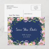 Rosa Navy Blau Save The Date Postkarten (Vorne/Hinten)