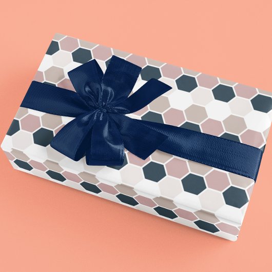 Rosa Navy Blau Sechseck Hex Geschenkpapier