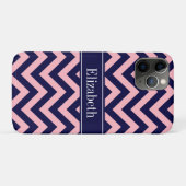 Rosa, Navy Blue LG Monogram, Zickzack Navy Name Case-Mate iPhone Hülle (Rückseite (Horizontal))