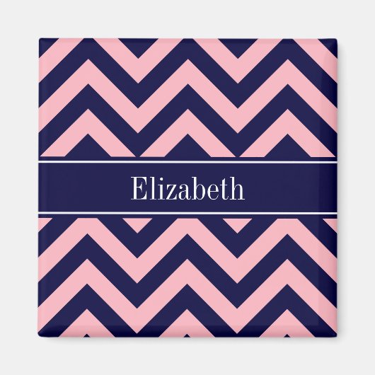 Rosa, Navy Blue LG Monogram, Zickzack Navy Name Magnet (Vorne)