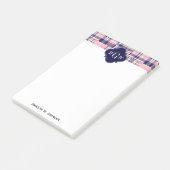 Rosa, Navy Blue Preppy Patchwork Madras Monogram Post-it Klebezettel (angewinkelt)