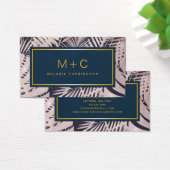Rosa Navy Blue Tropical Monogram Business Cards (Schreibtisch)