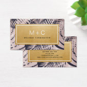 Rosa Navy Blue Tropical Monogram Business Cards (Schreibtisch)