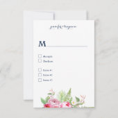 Rosa Navy Blue Watercolor Blume UAWG RSVP Karte (Rückseite)