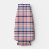 Rosa Navy Blue Weiße Preppy Madras Kariert Flaschenkühler (Vorderseite)