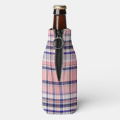 Rosa Navy Blue Weiße Preppy Madras Kariert Flaschenkühler (Flasche Rückseite)